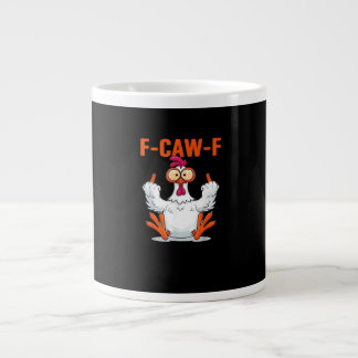 F Caw F Funny Chicken Humor Quote Vintage Style Large Coffee Mug