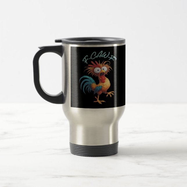 F-Caw-F Funny Chicken Humor Retro Style Travel Mug (Left)