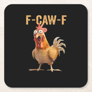 F Caw F Funny Chicken Humor Rooster Meme Classic Square Paper Coaster
