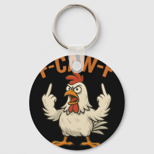 F-caw-f Funny Chicken Humour Fcawf Quote Rooster M Key Ring