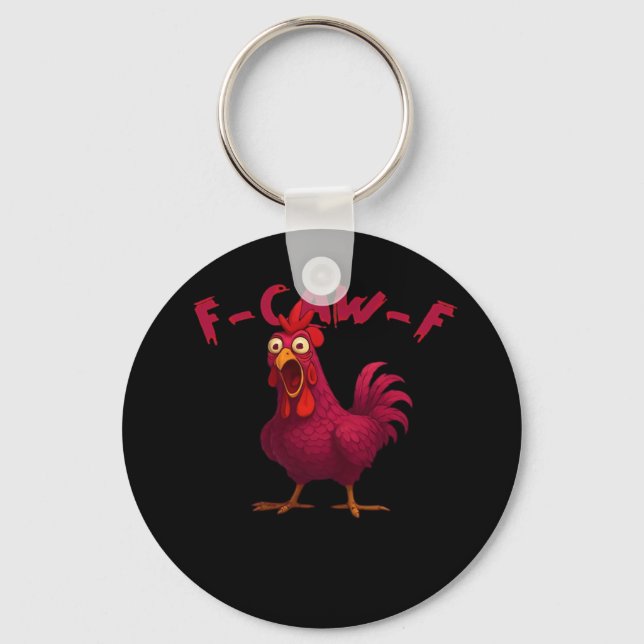 F-Caw-F Funny Chicken Humour Rooster Meme Creative Key Ring (Front)