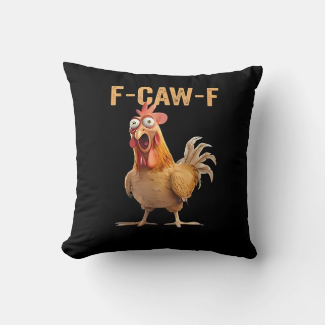 F-Caw-F Funny Chicken Humour Rooster Meme Retro Cl Cushion (Front)
