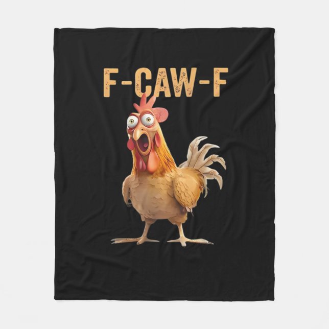 F-Caw-F Funny Chicken Humour Rooster Meme Retro Cl Fleece Blanket (Front)