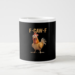 F-Caw-F Funny Chicken Humour Rooster Meme Retro Cl Large Coffee Mug