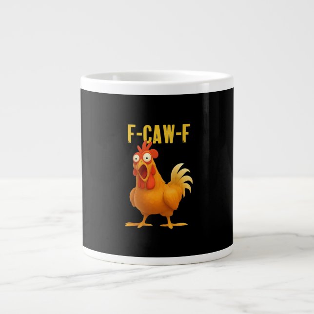 F-Caw-F Funny Chicken Meme Funny Trendy Large Coffee Mug (Front)