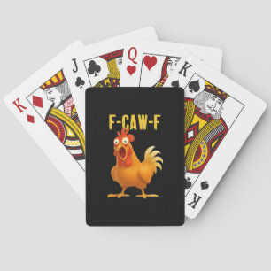 F Caw F Funny Chicken Meme Trendy Modern Style Playing Cards