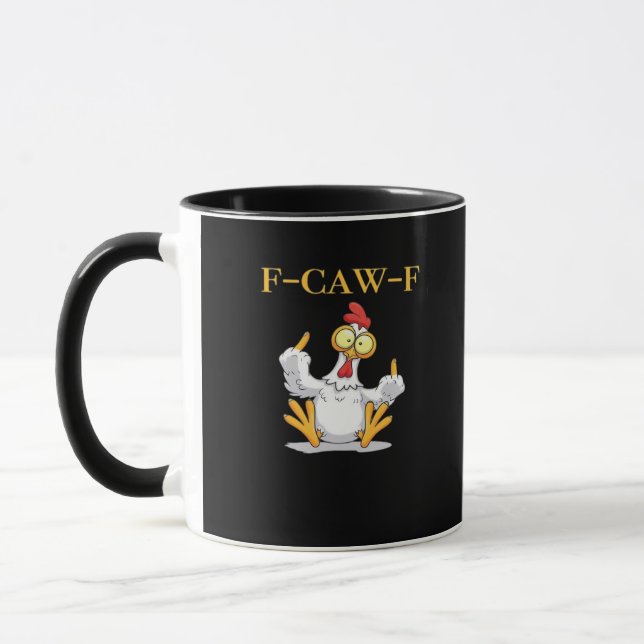 F-Caw-F Funny Chicken Retro Classic Mug (Left)