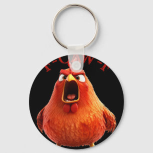 F-caw-f Funny Chicken Rooster Humour Quote Key Ring