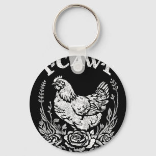 F-caw-f Funny Chicken Sarcasm Word Game Farmer Key Ring