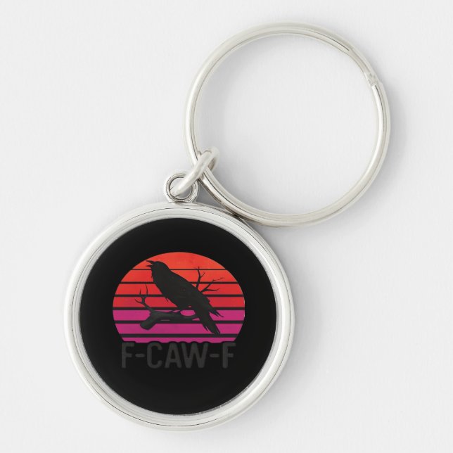 F-Caw-F Funny Crow Classic Minimal Clean Key Ring (Front)