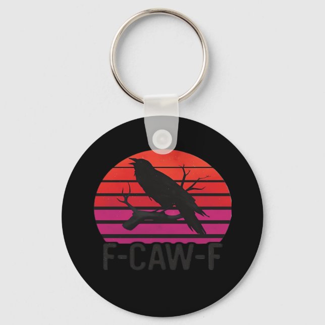 F-Caw-F Funny Crow Classic Minimal Clean Key Ring (Front)