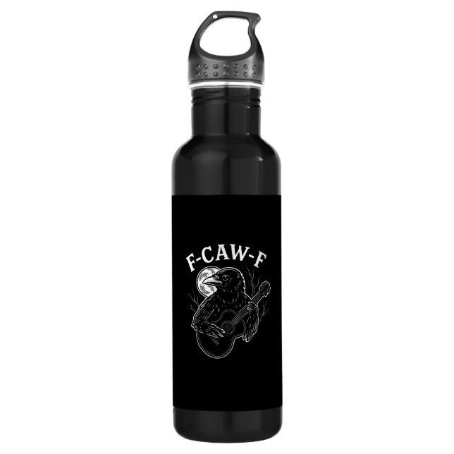 F-Caw-F Funny Crow Guitar Halloween Bird Music Vin 710 Ml Water Bottle (Front)