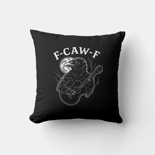 F-Caw-F Funny Crow Guitar Halloween Bird Music Vin Cushion (Front)