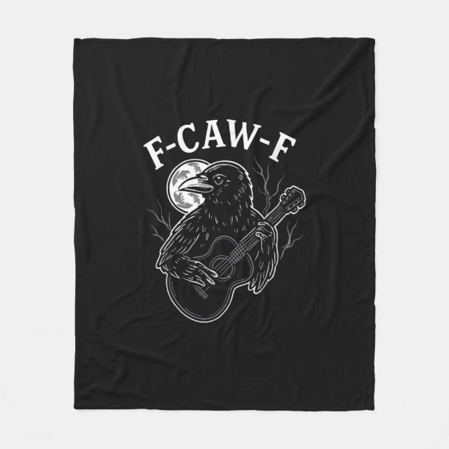 F-Caw-F Funny Crow Guitar Halloween Bird Music Vin Fleece Blanket (Front)