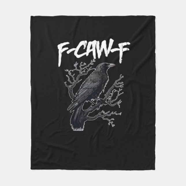 F-Caw-F Funny Crow Minimal Clean Fleece Blanket (Front)