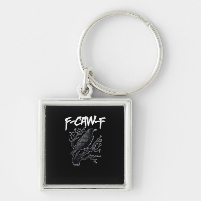 F-Caw-F Funny Crow Minimal Clean Key Ring (Front)