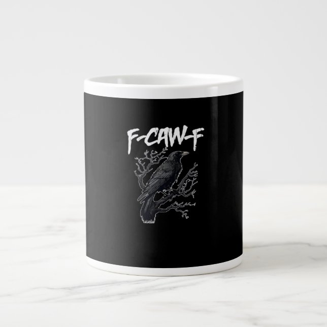 F-Caw-F Funny Crow Minimal Clean Large Coffee Mug (Front)