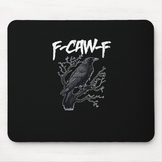 F-Caw-F Funny Crow Minimal Clean Mouse Mat (Front)