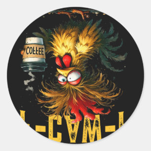 F-caw-f Funny Gifts Idea For Work Humour Rooster C Classic Round Sticker