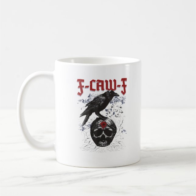 F-Caw-F Funny Halloween Crow Raven Gothic Humour Coffee Mug (Left)