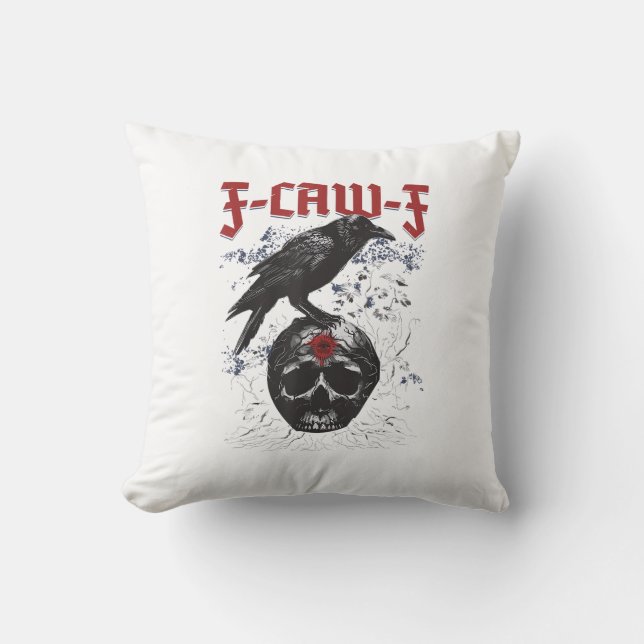 F-Caw-F Funny Halloween Crow Raven Gothic Humour Cushion (Front)