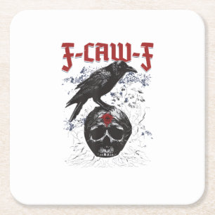 F-Caw-F Funny Halloween Crow Raven Gothic Humour Square Paper Coaster