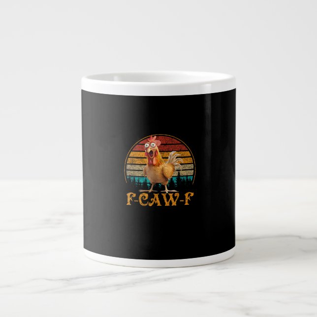 F-Caw-F Funny Quote Chicken Meme F-Caw-F Large Coffee Mug (Front)