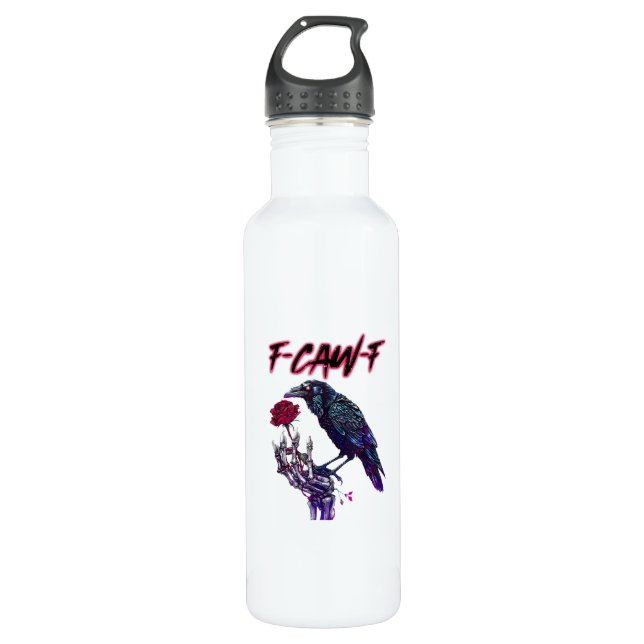 F-Caw-F Funny Raven Crow Spooky Season Halloween R 710 Ml Water Bottle (Front)