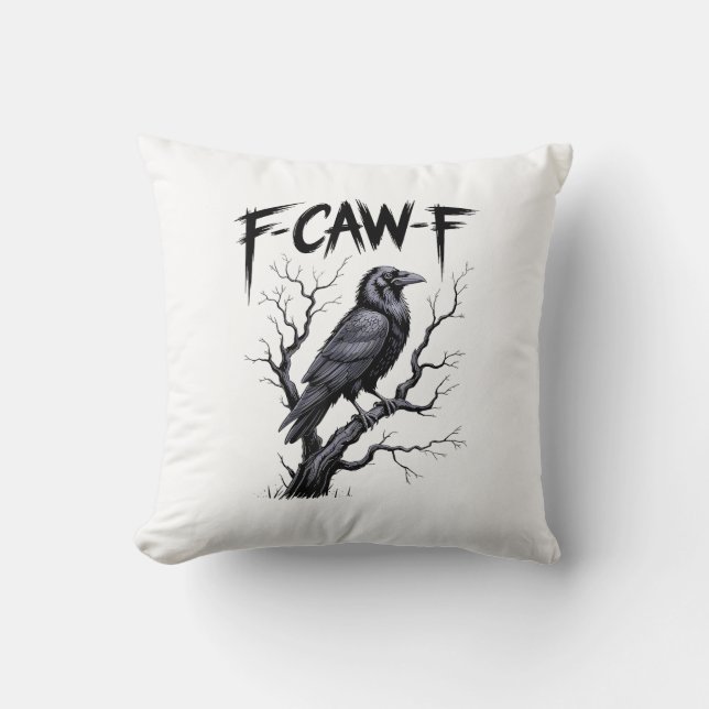 F-Caw-F Funny Raven Crow Spooky Season Halloween V Cushion (Front)