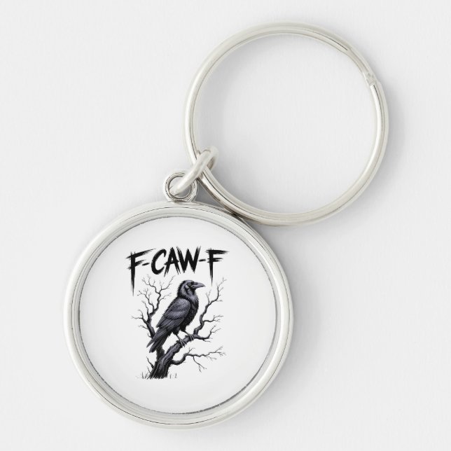 F-Caw-F Funny Raven Crow Spooky Season Halloween V Key Ring (Front)