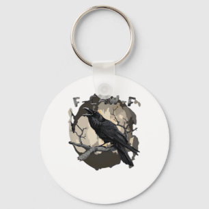 F-Caw-F Funny Raven Pun Gothic Crow Humor Retro Cl Key Ring