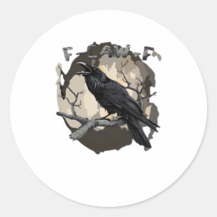 F-Caw-F Funny Raven Pun Gothic Crow Humour Retro C Classic Round Sticker