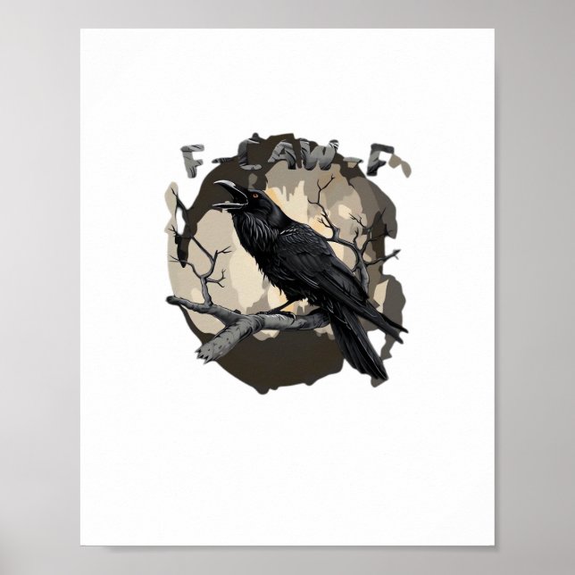 F-Caw-F Funny Raven Pun Gothic Crow Humour Retro C Poster (Front)