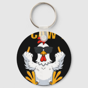 F-caw-f Funny Rooster Chicken Meme For Men Women F Key Ring
