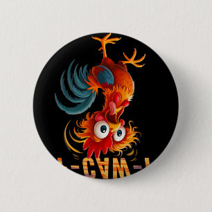 F-caw-f Funny Rooster Chicken Pun Farm Humour Fcaw 6 Cm Round Badge