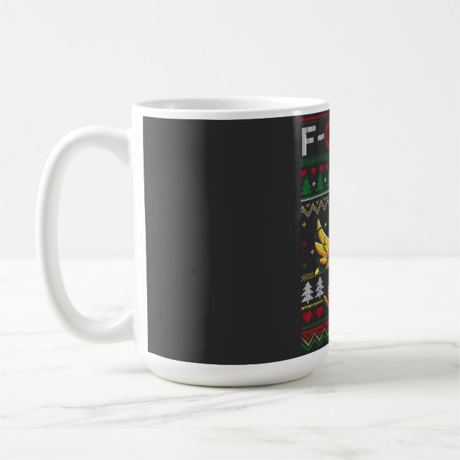 F-CAW-F Funny Screaming Chicken Ugly Christmas Coffee Mug (Left)
