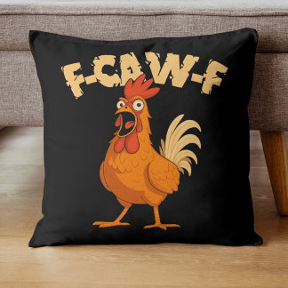 F-CAW-F! Funny Shocked Rooster Chicken Cushion