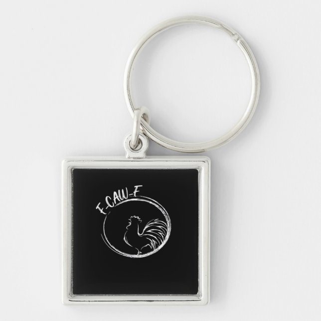 F-Caw-F Funny Wordplay Quote Retro Style Key Ring (Front)