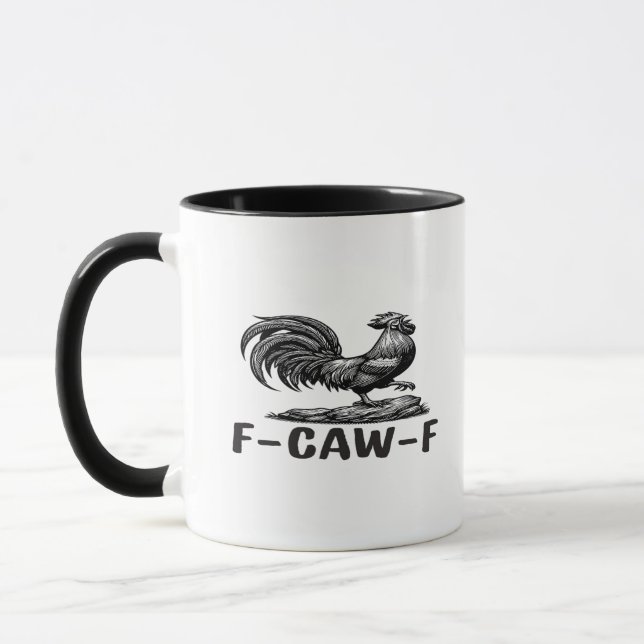 F-Caw-F Funny Wordplay Quote Sticker Mug (Left)