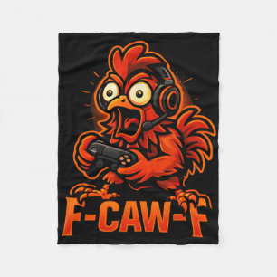 F-caw-f Gamer - Funny Chicken Rooster Gaming _2 Fleece Blanket