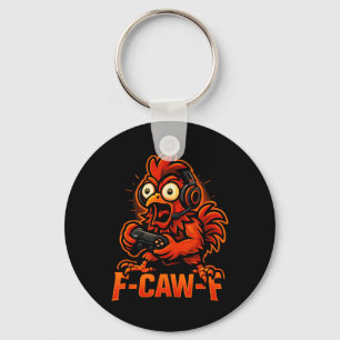 F-caw-f Gamer - Funny Chicken Rooster Gaming _2 Key Ring