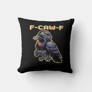F-Caw-F Gaming Raven With Headphones - Edgy Stream Cushion