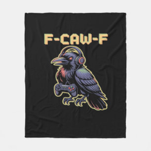 F-Caw-F Gaming Raven With Headphones - Edgy Stream Fleece Blanket