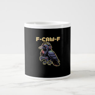 F-Caw-F Gaming Raven With Headphones - Edgy Stream Large Coffee Mug