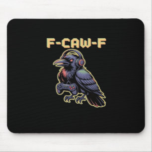 F-Caw-F Gaming Raven With Headphones - Edgy Stream Mouse Mat