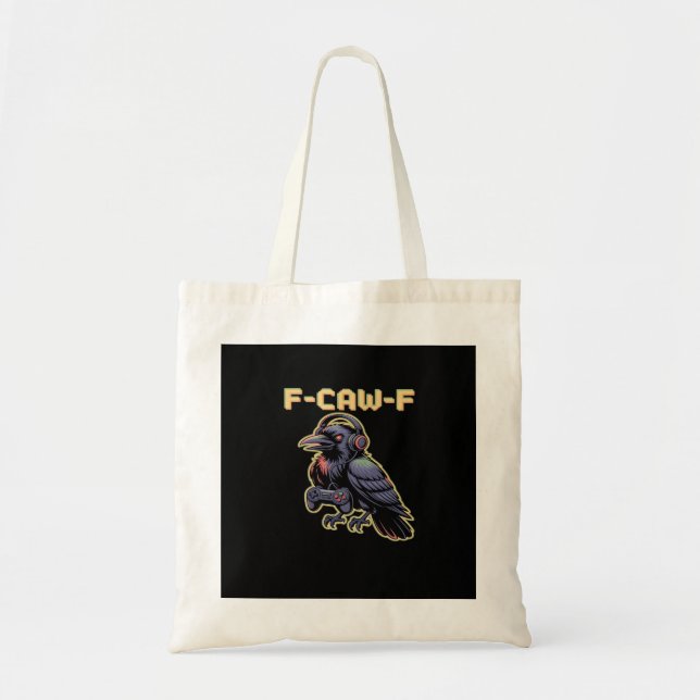 F-Caw-F Gaming Raven With Headphones - Edgy Stream Tote Bag (Front)