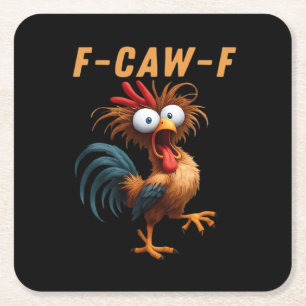 F-Caw-F Gothic Crow Humor Funny Vintage Style Square Paper Coaster