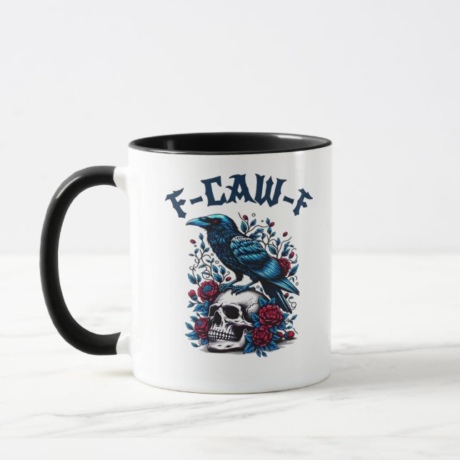 F-Caw-F Gothic Crow Raven Skull Classic Mug (Left)