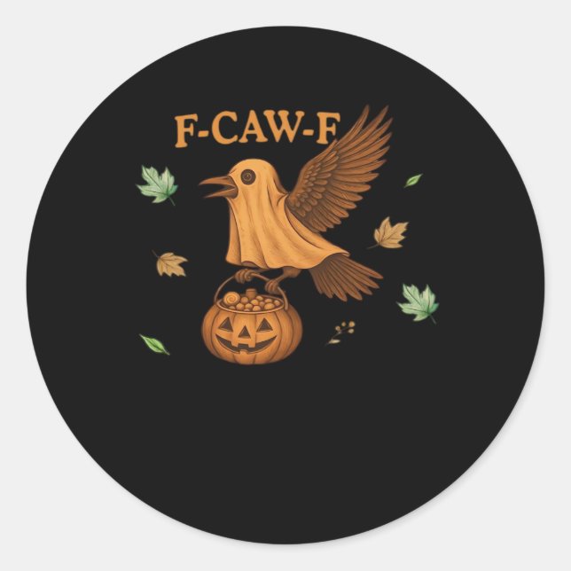 F-Caw-F Halloween Retro Classic Round Sticker (Front)