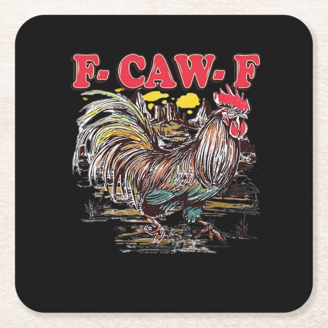 F-Caw-F Hei Hei Moana Rooster Classic Funny Graphi Square Paper Coaster (Front)